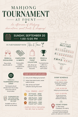 Mahjong Tournament at FOUNT - Sunday, September 20th