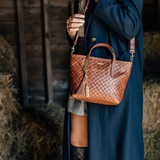 The Bellfield Crossbody in Embossed Woven Hazelnut