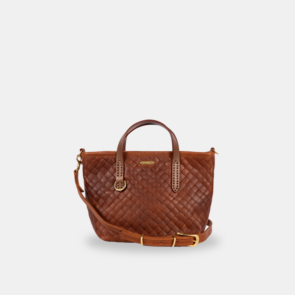 The Bellfield Crossbody in Embossed Woven Hazelnut