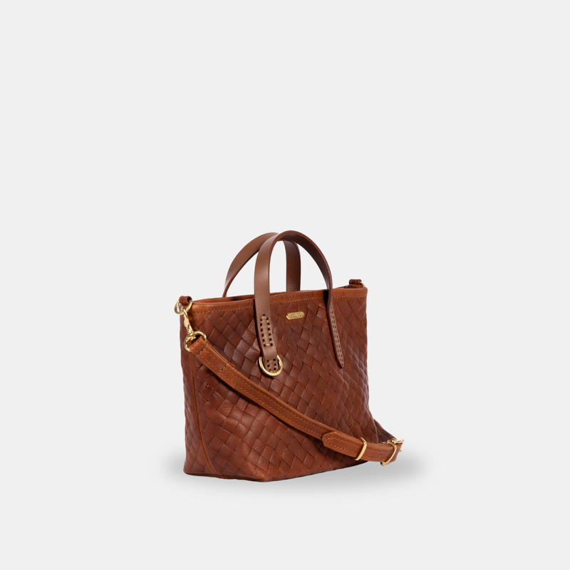 The Bellfield Crossbody in Embossed Woven Hazelnut