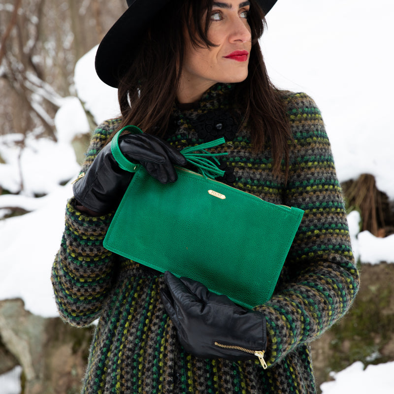 The Finley Clutch in Kelly Green