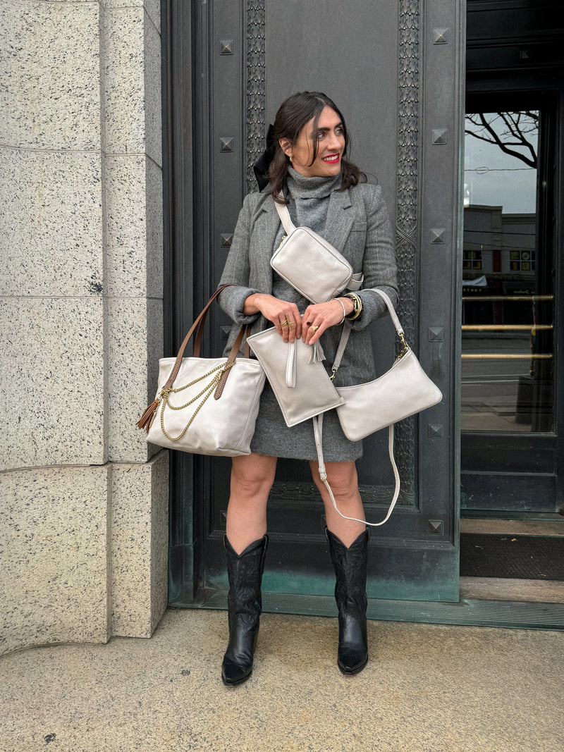 The Petite Bellfield Tote in Dove Gray