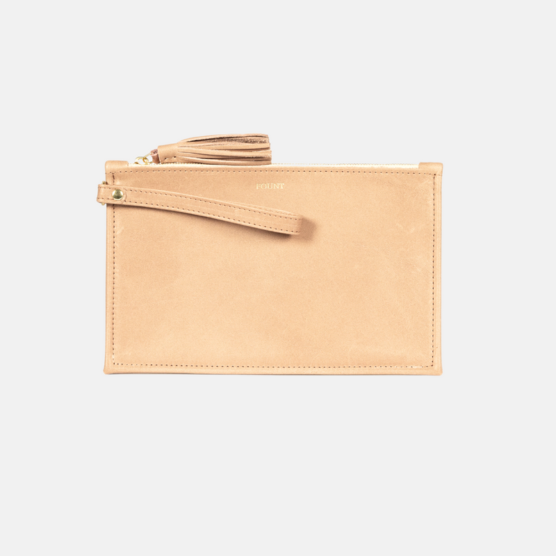 Cream leather clutch hotsell
