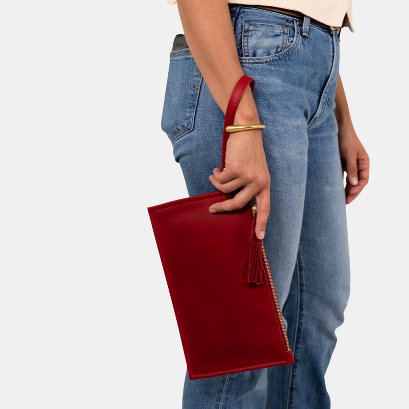The Finley Clutch in Cherry