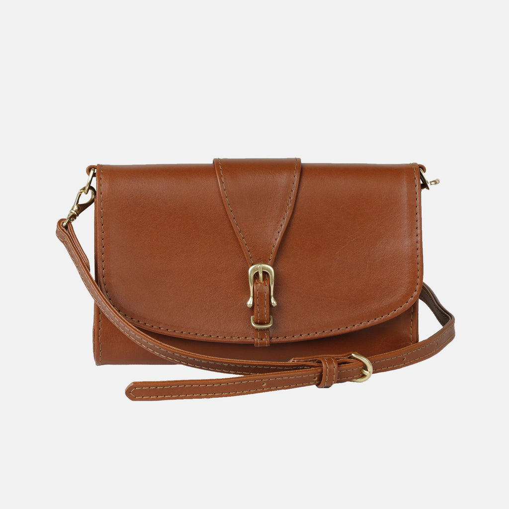Brown Leather Handbag Cross Bag Gift for Her Accordion Bag 